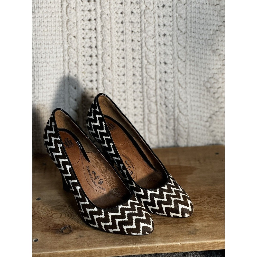 Sofft 'Moselle' Women's Heels Chevron Calf Hair Brown Beige Women's Size‎ 9